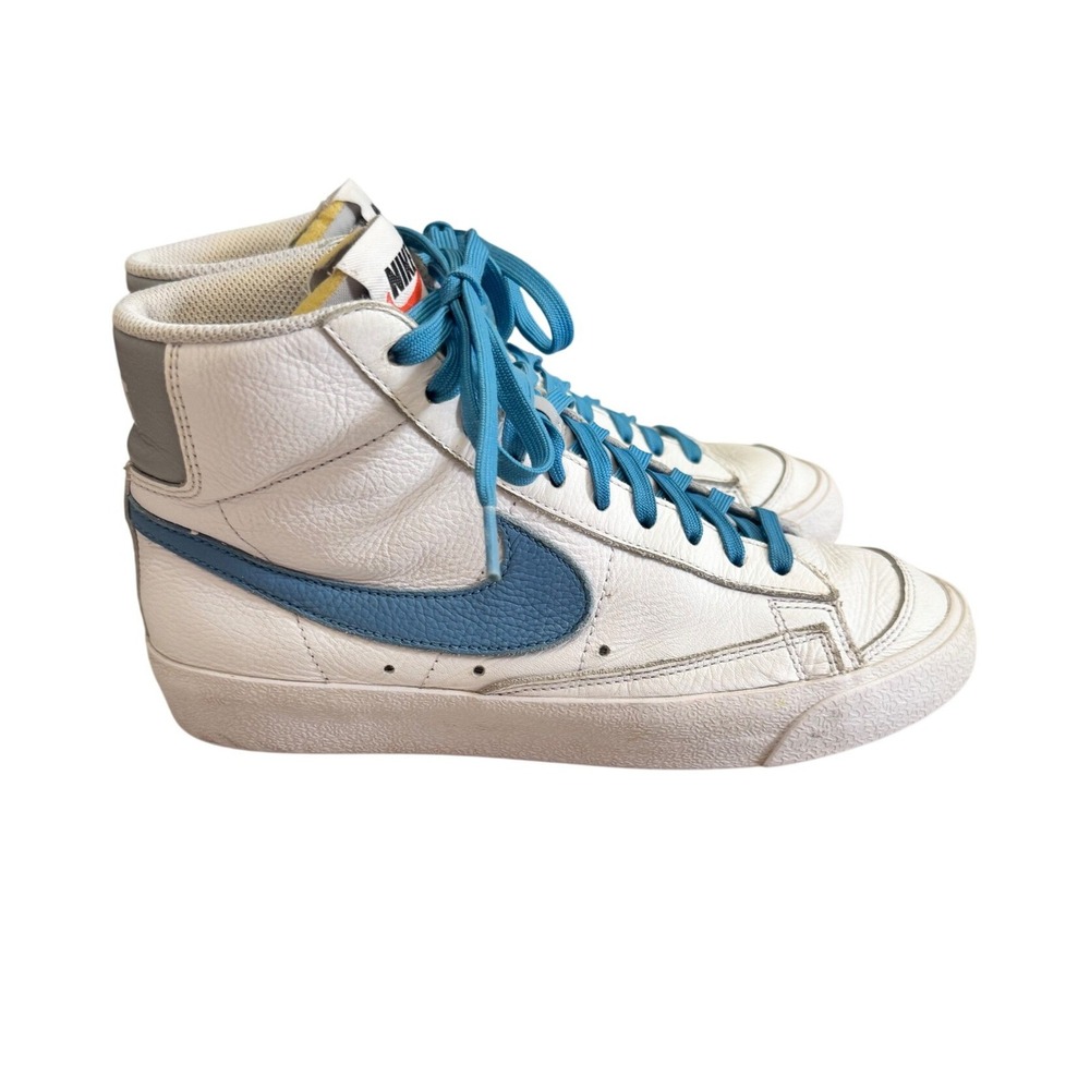 Nike Blazer Mid White Blue Leather Sneakers Womens 7.5‎ Casual Shoes